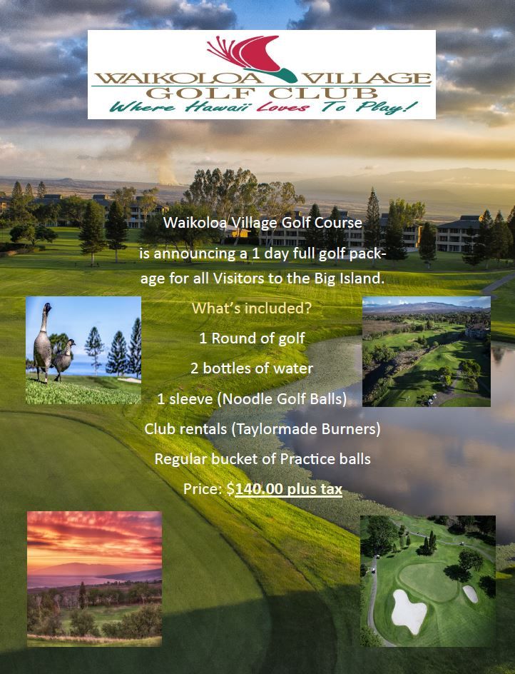 1 Day Full Golf Package For All Visitors to the Big Island The